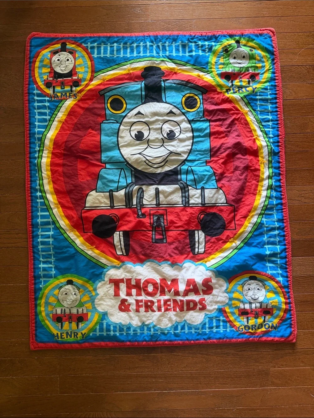 VintageThomas & Friends Blue Red Yellow Train Baby Blanket